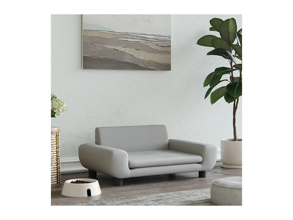 Fien  Lit pour cen gris clair 70x45x33 cm velours