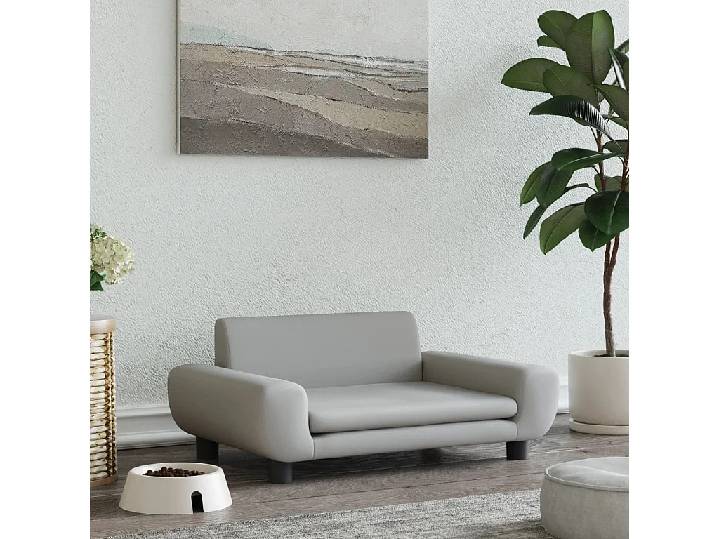 Fien  Lit pour cen gris clair 70x45x33 cm velours