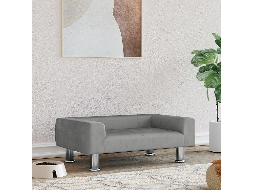 East Providence  Lit pour cen gris clair 70x45x26,5 cm velours