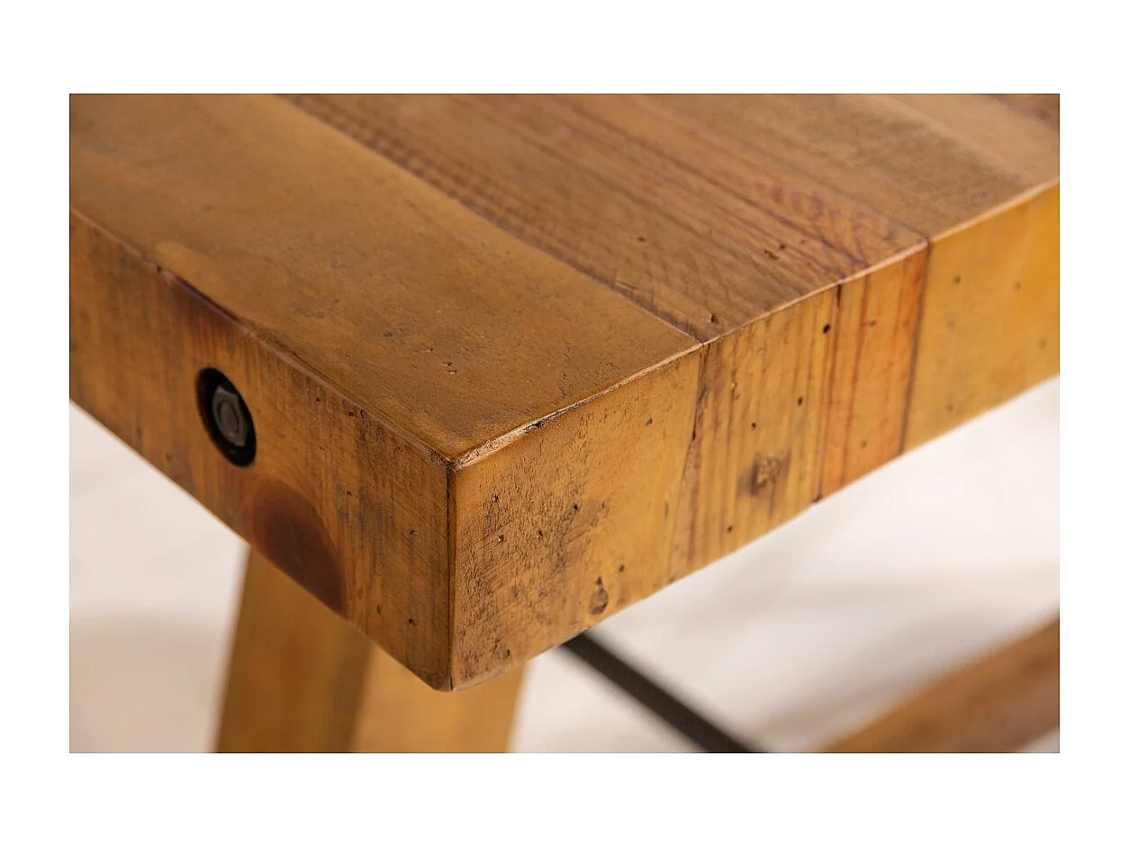 Table de salle à manger RANCHO – Rectangulaire 200 cm – Bois naturel et métal – Style rustique