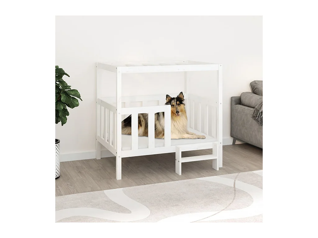 Varyn  Lit pour cen Blanc 105,5x83,5x100 cm Bois de pin solide