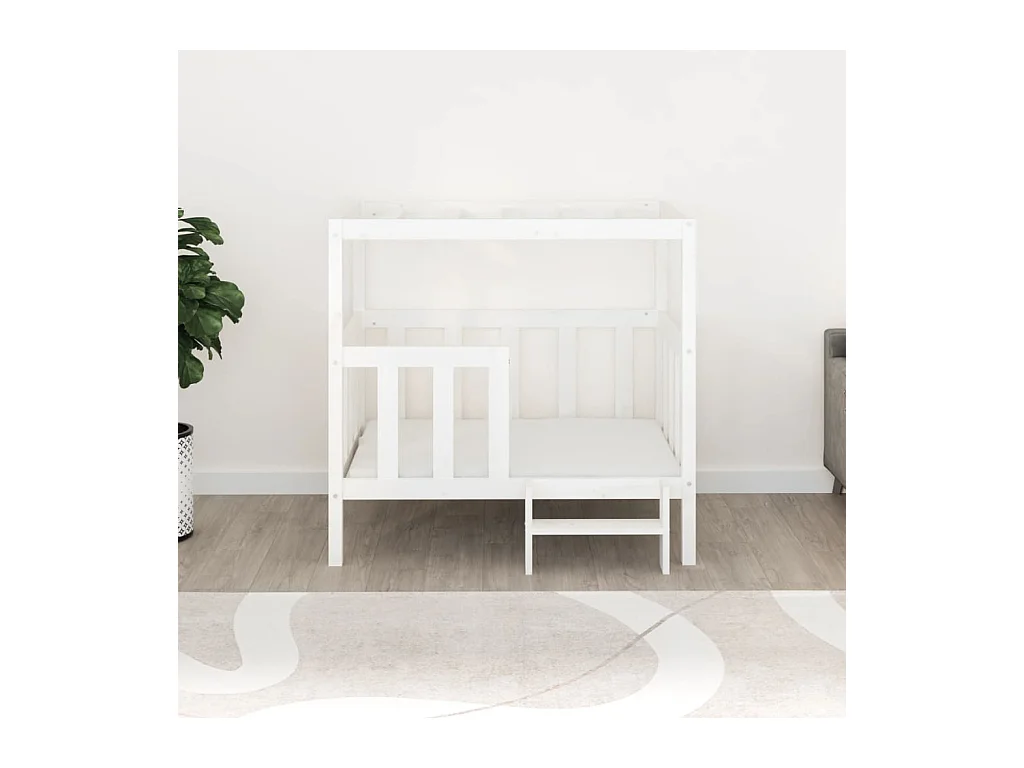 Varyn  Lit pour cen Blanc 105,5x83,5x100 cm Bois de pin solide
