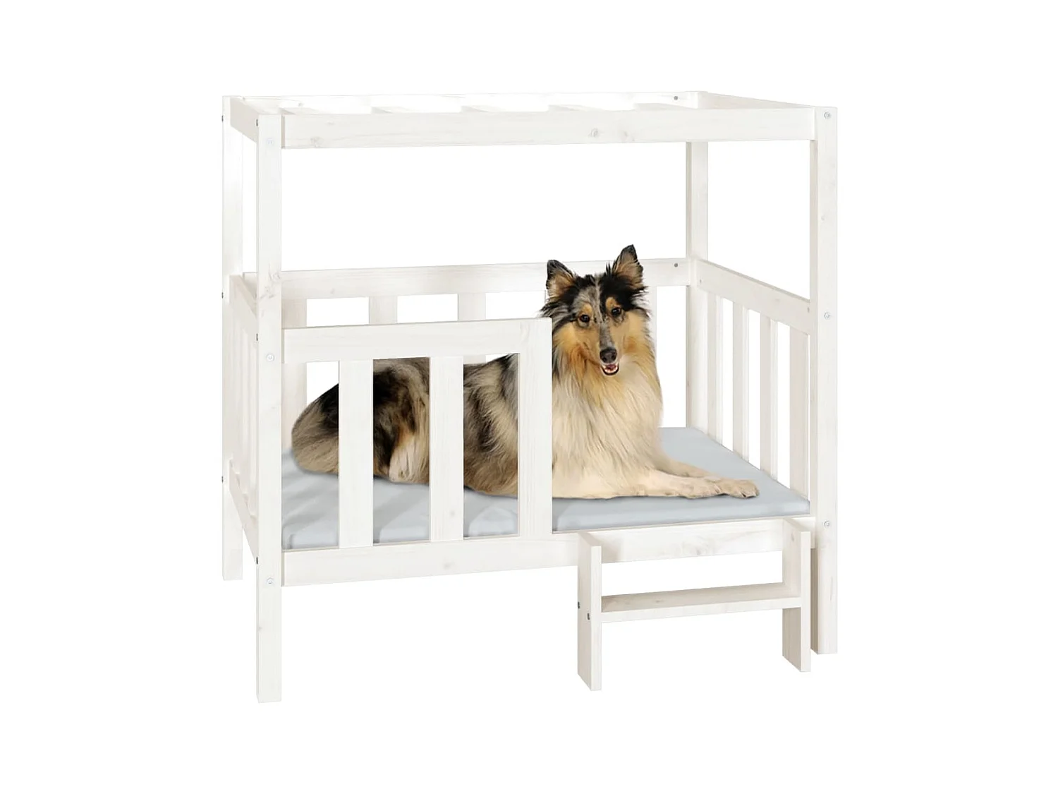 Varyn  Lit pour cen Blanc 105,5x83,5x100 cm Bois de pin solide