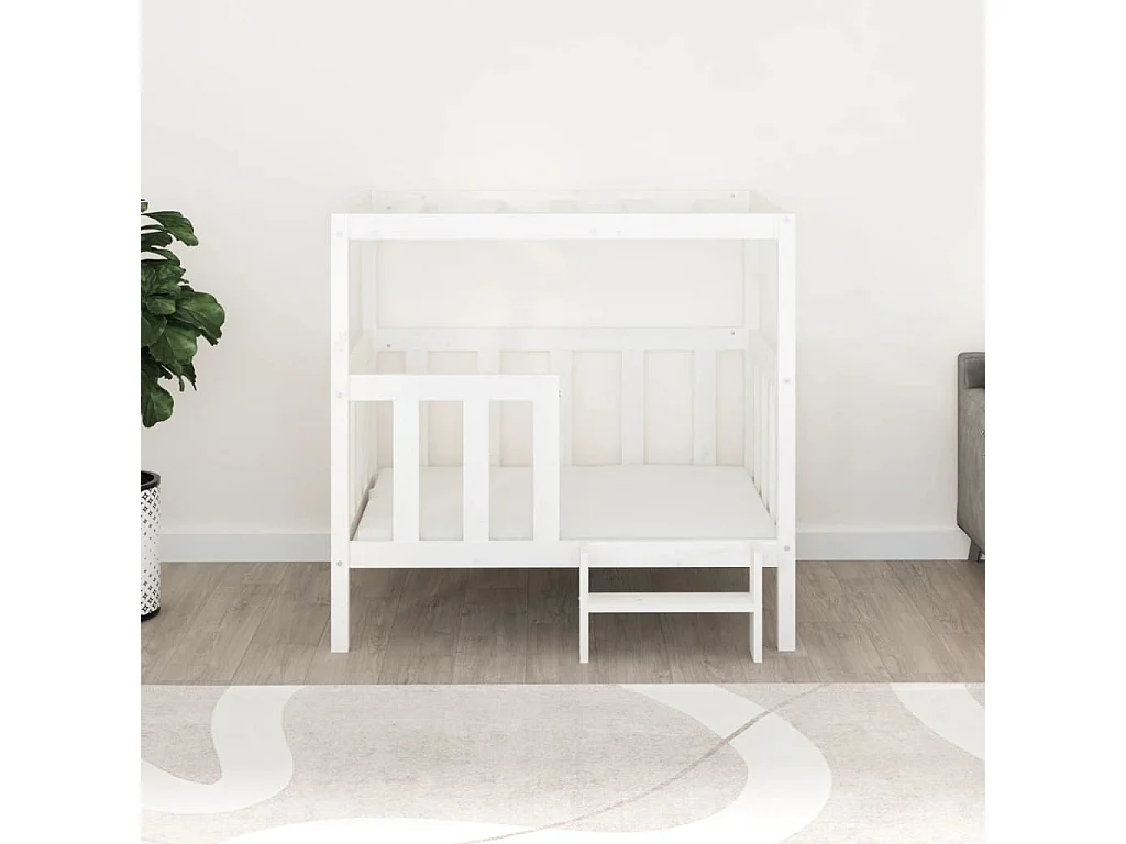 Varyn  Lit pour cen Blanc 105,5x83,5x100 cm Bois de pin solide