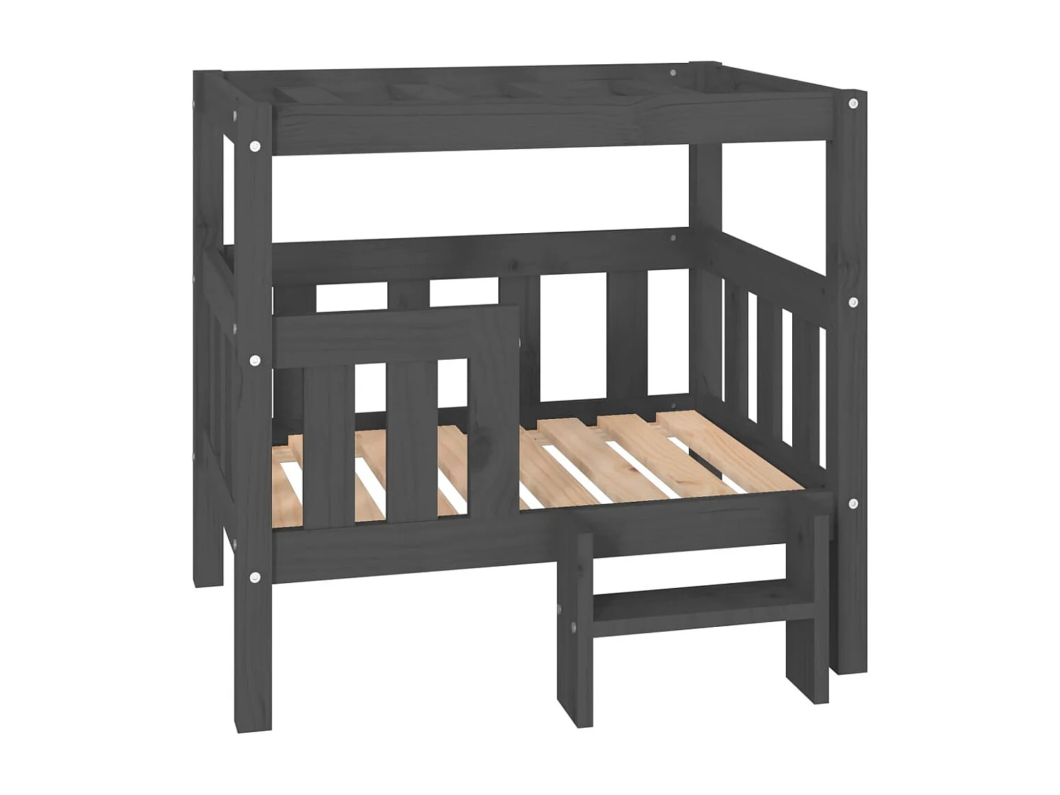 Varyn  Lit pour cen Gris 75,5x63,5x70 cm Bois de pin solide