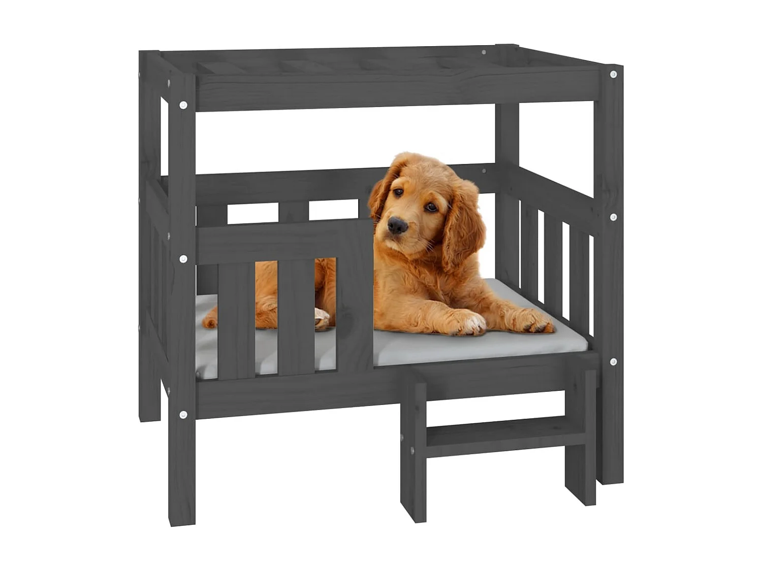 Varyn  Lit pour cen Gris 75,5x63,5x70 cm Bois de pin solide