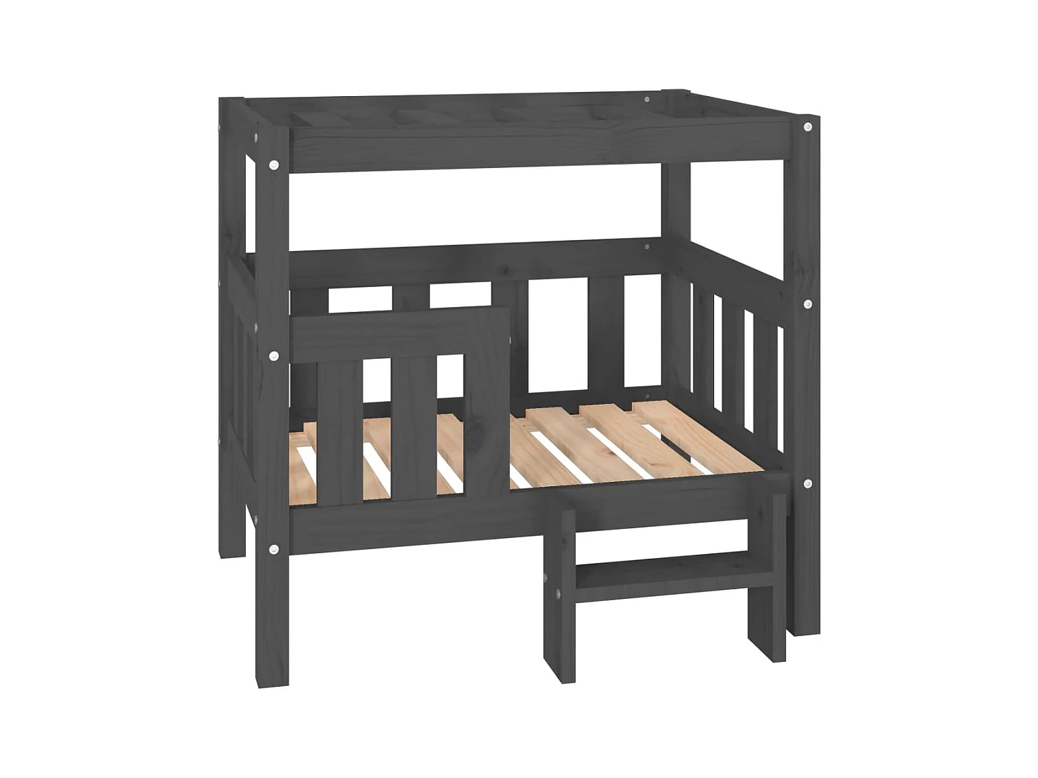 Varyn  Lit pour cen Gris 75,5x63,5x70 cm Bois de pin solide