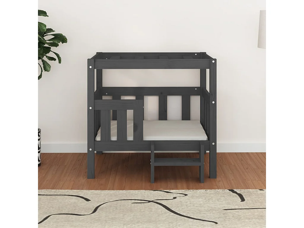 Varyn  Lit pour cen Gris 75,5x63,5x70 cm Bois de pin solide