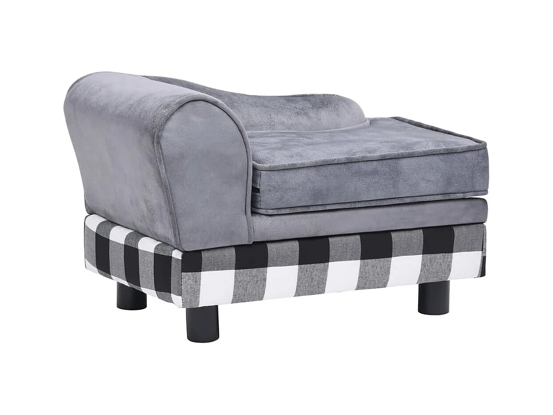 Claire-Joséphine-Rose  Sofá para perro gris felpa 57x34x36 cm