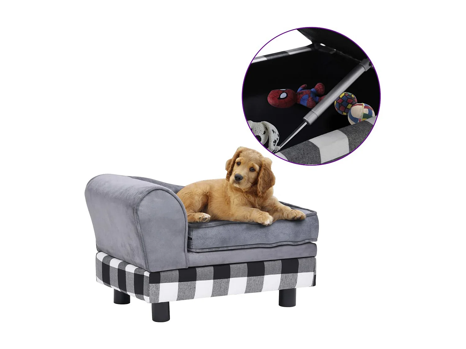 Claire-Joséphine-Rose  Canapé pour cen Gris 57x34x36 cm Peluche