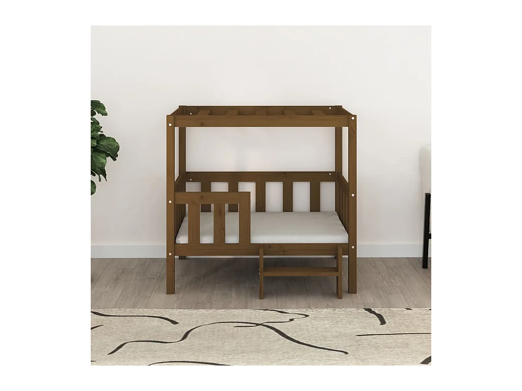 Varyn  Lit pour cen Marron miel 95,5x73,5x90 cm Bois de pin solide