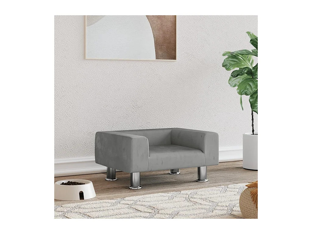 East Providence  Lit pour cen gris clair 50x40x26,5 cm velours