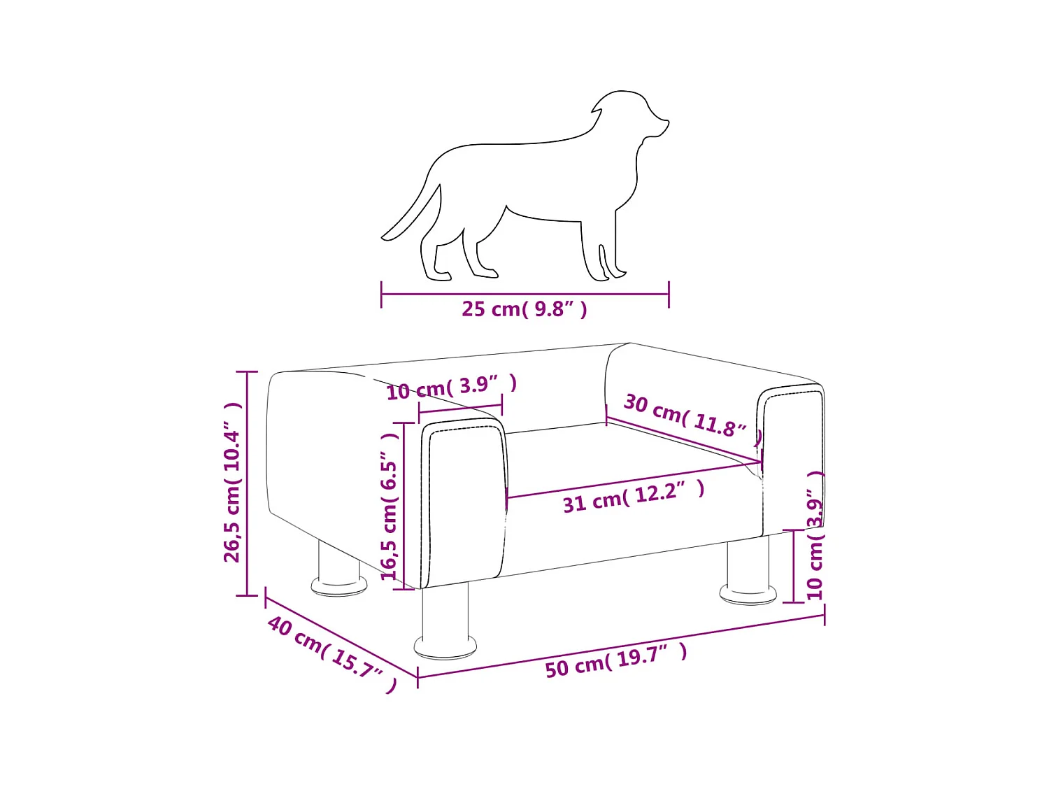 East Providence  Lit pour cen gris clair 50x40x26,5 cm velours