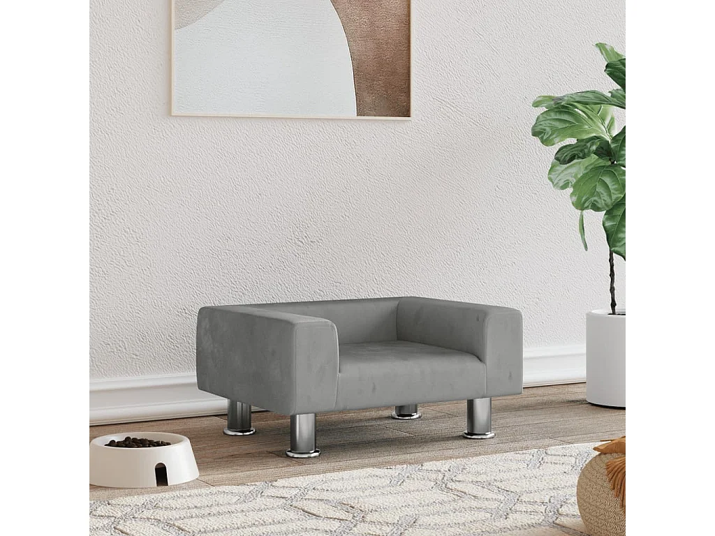 East Providence  Lit pour cen gris clair 50x40x26,5 cm velours