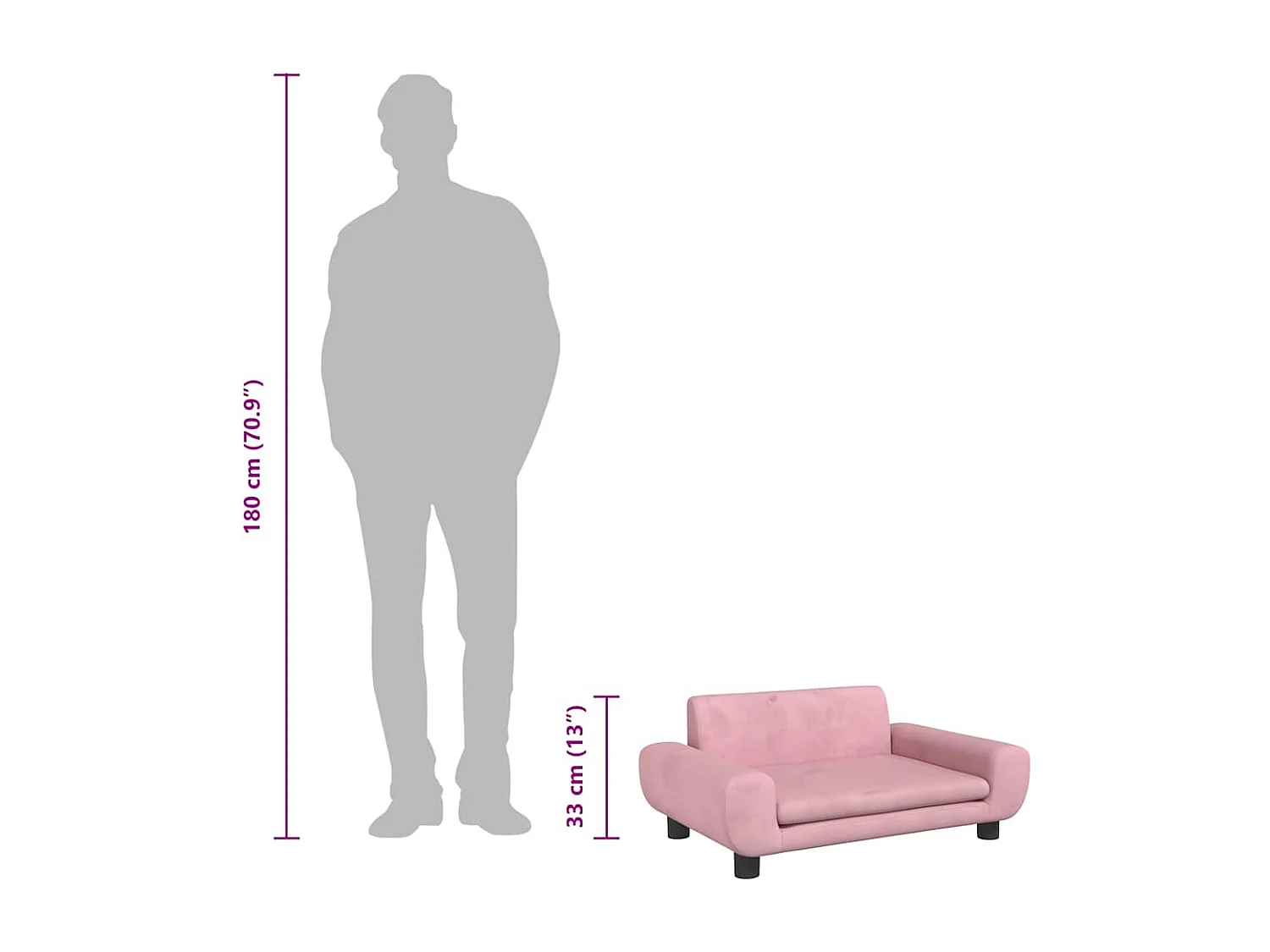 Fien  Lit pour cen rose 70x45x33 cm velours