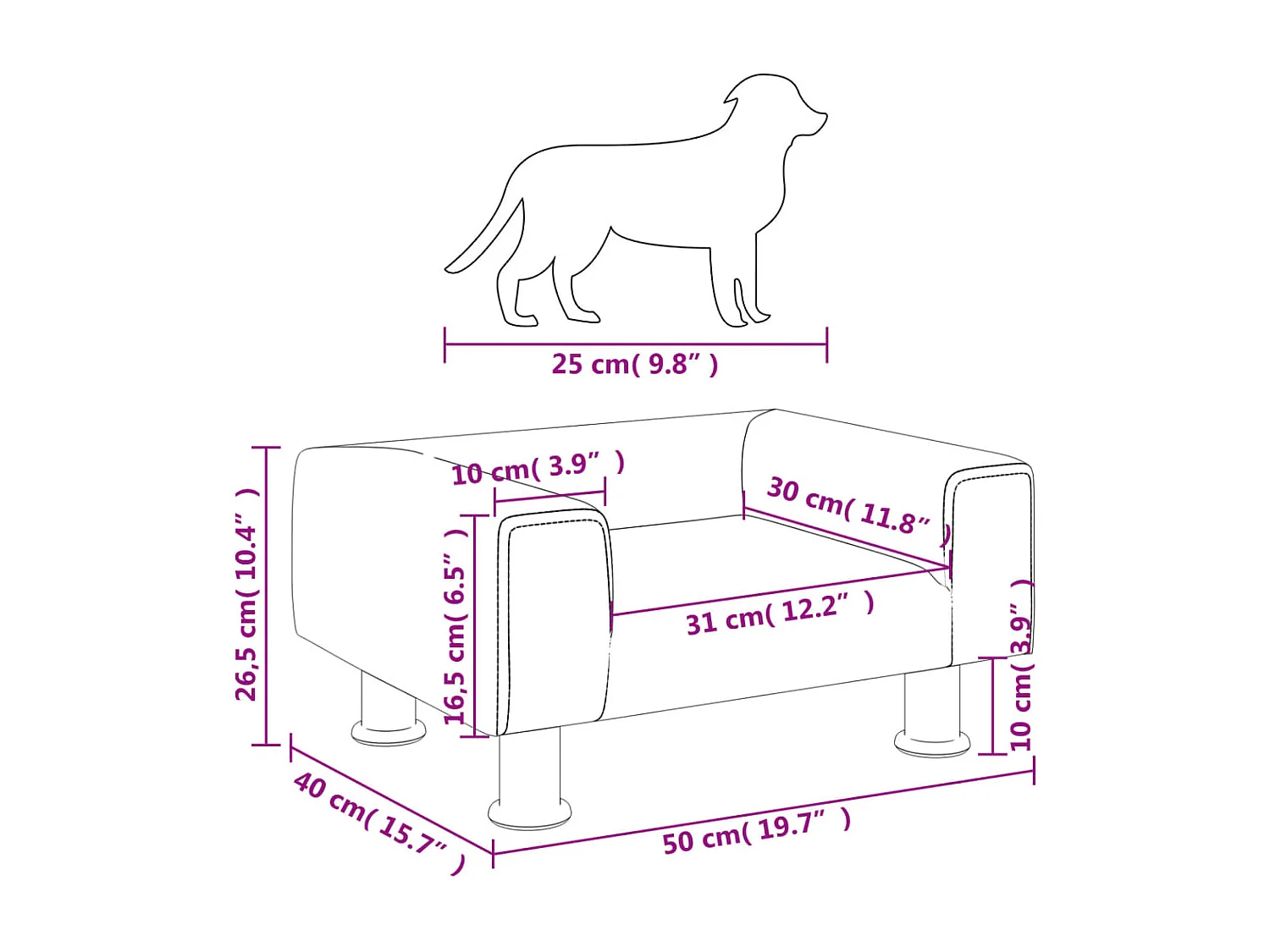 East Providence  Lit pour cen rose 50x40x26,5 cm velours