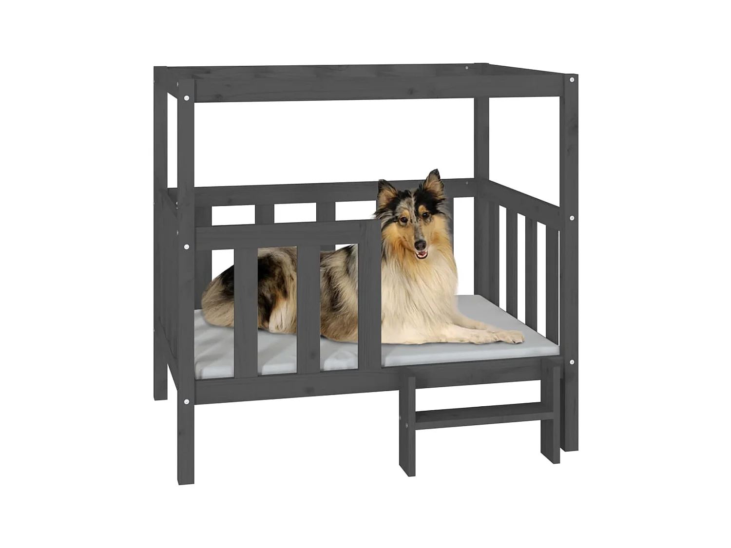 Varyn  Lit pour cen Gris 105,5x83,5x100 cm Bois de pin solide