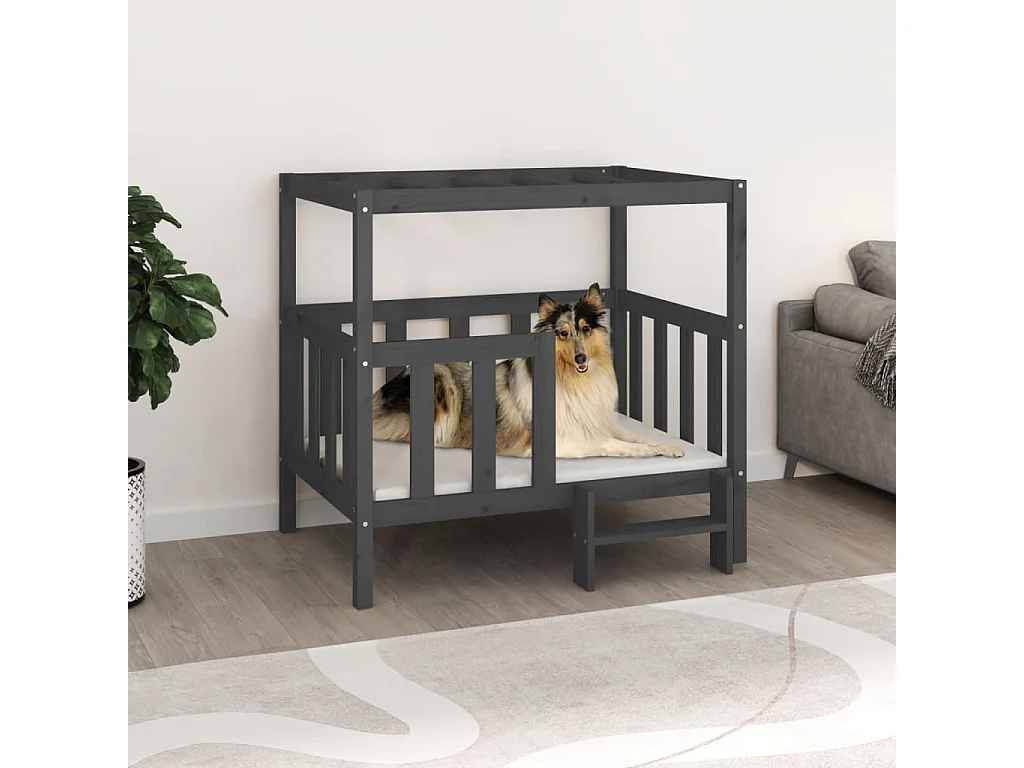 Varyn  Lit pour cen Gris 105,5x83,5x100 cm Bois de pin solide