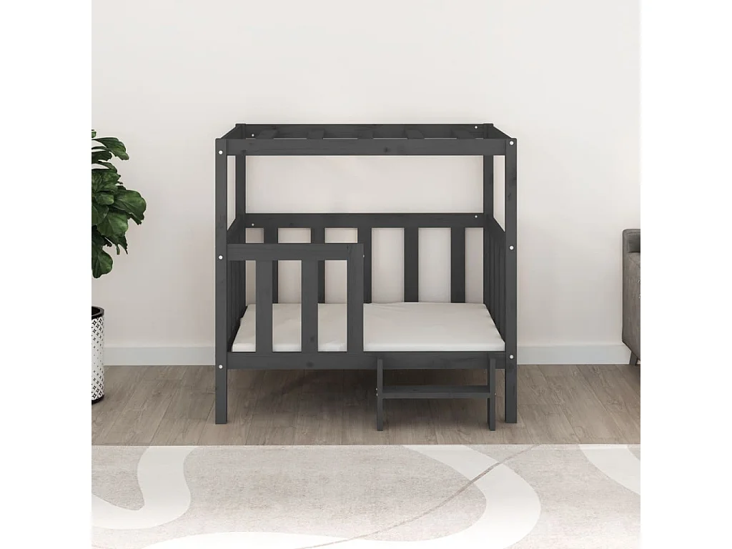 Varyn  Lit pour cen Gris 105,5x83,5x100 cm Bois de pin solide