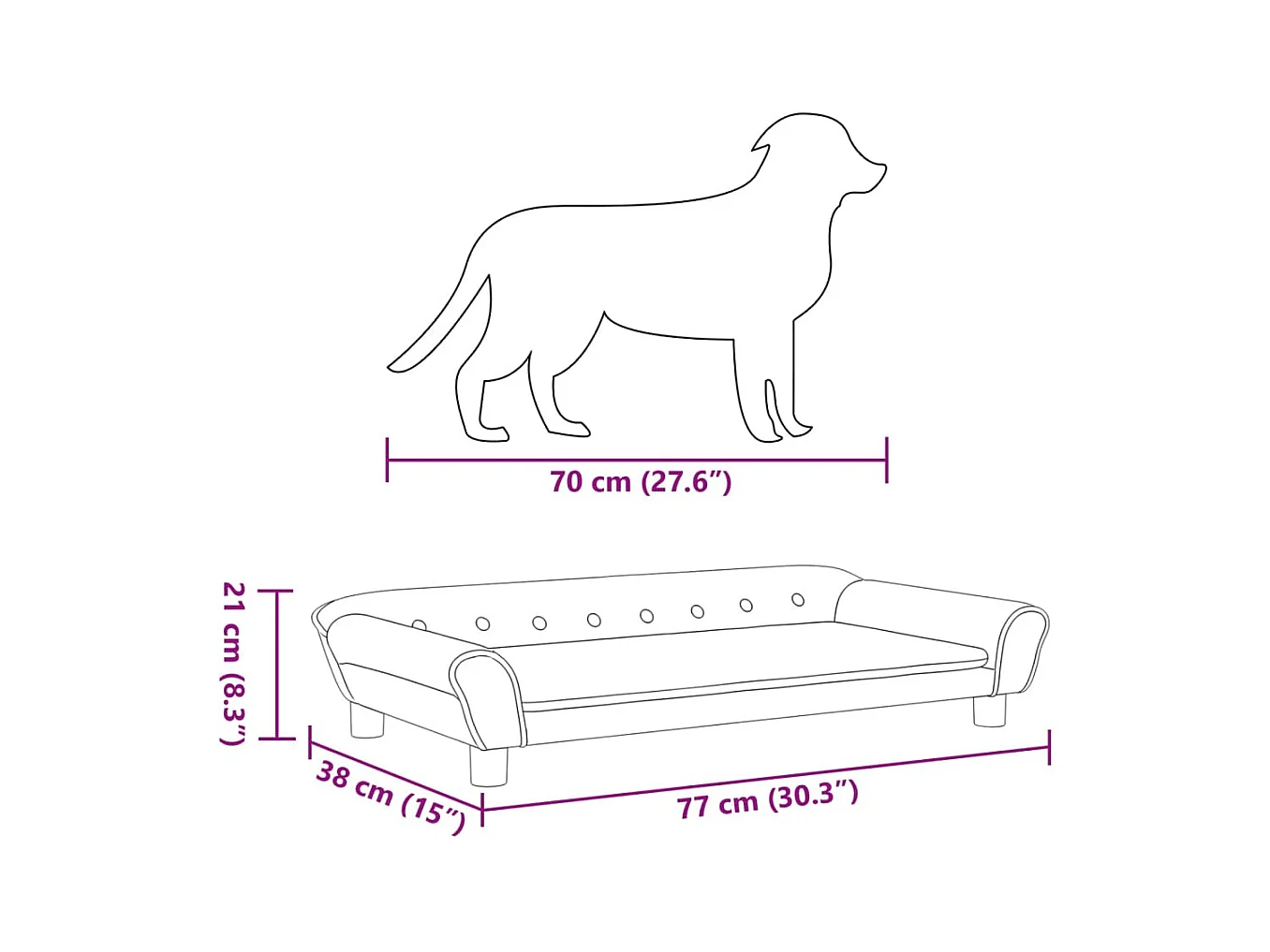 Angeren  Lit pour cen gris clair 100x50x21 cm velours