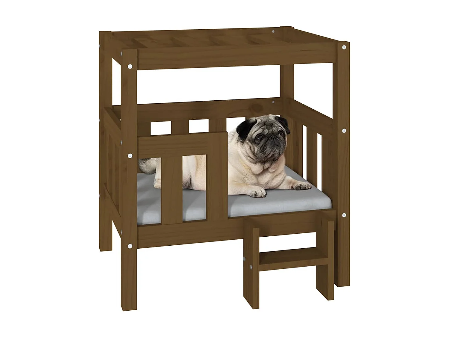 Varyn  Lit pour cen Marron miel 65,5x50,5x70 cm Bois de pin solide