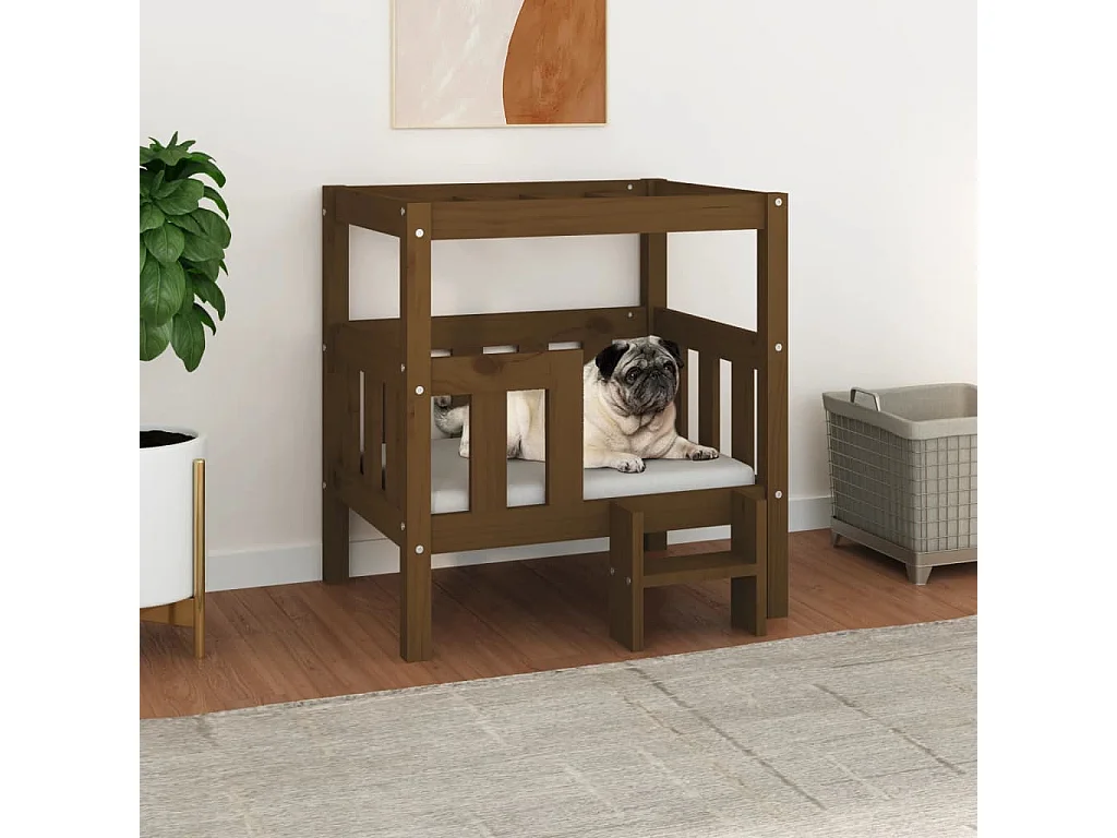 Varyn  Lit pour cen Marron miel 65,5x50,5x70 cm Bois de pin solide