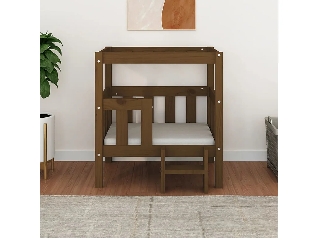 Varyn  Lit pour cen Marron miel 65,5x50,5x70 cm Bois de pin solide