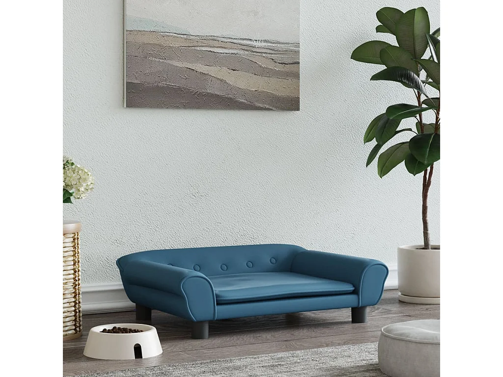 Angeren  Lit pour cen bleu 70x48x22 cm velours