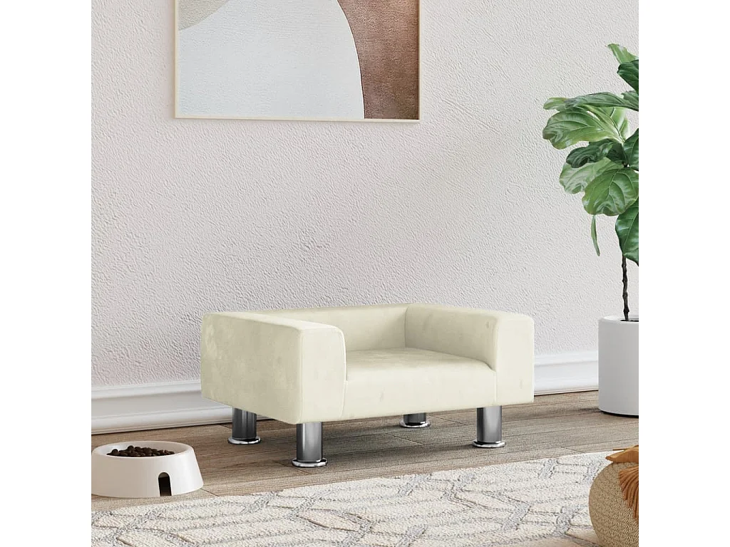 East Providence  Lit pour cen crème 50x40x26,5 cm velours