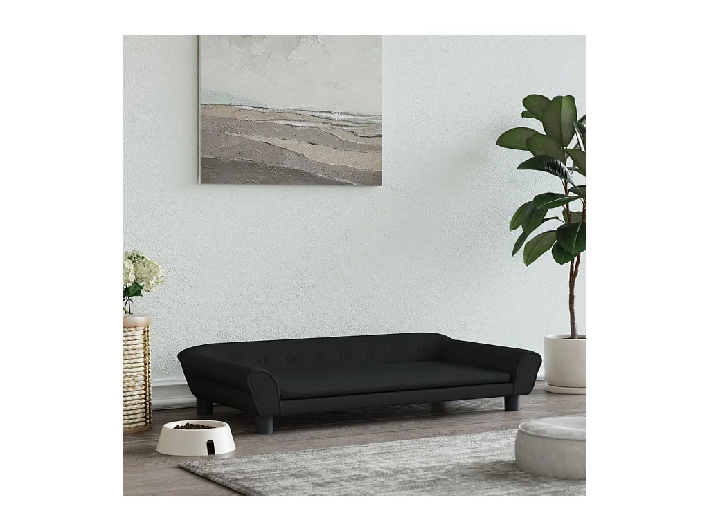 Angeren  Lit pour cen noir 100x50x21 cm velours