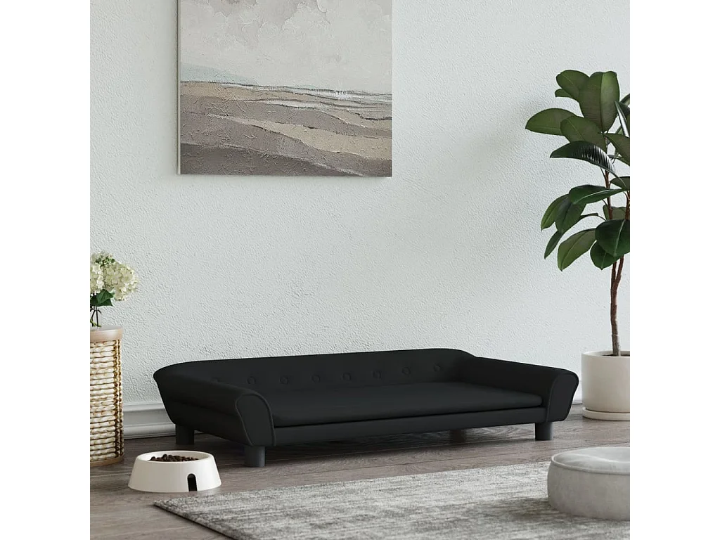 Angeren  Lit pour cen noir 100x50x21 cm velours