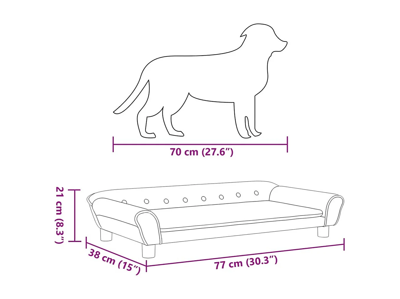 Angeren  Lit pour cen noir 100x50x21 cm velours