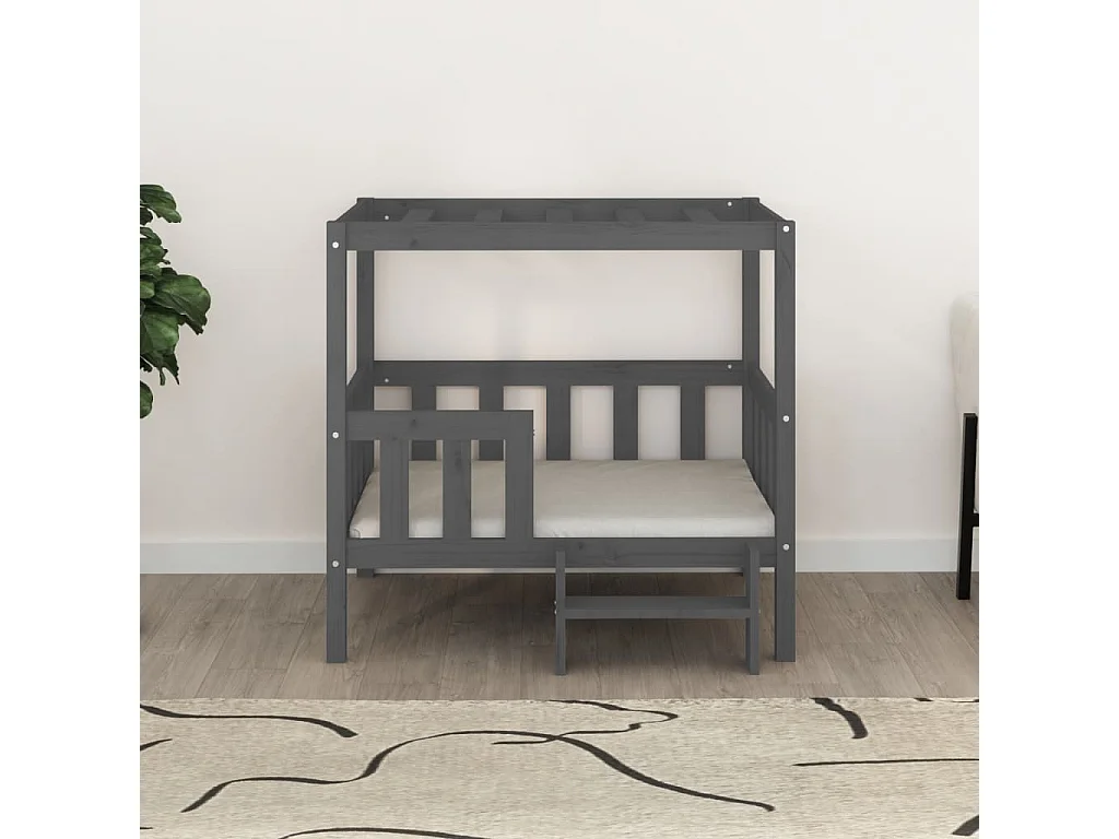 Varyn  Lit pour cen Gris 95,5x73,5x90 cm Bois de pin solide