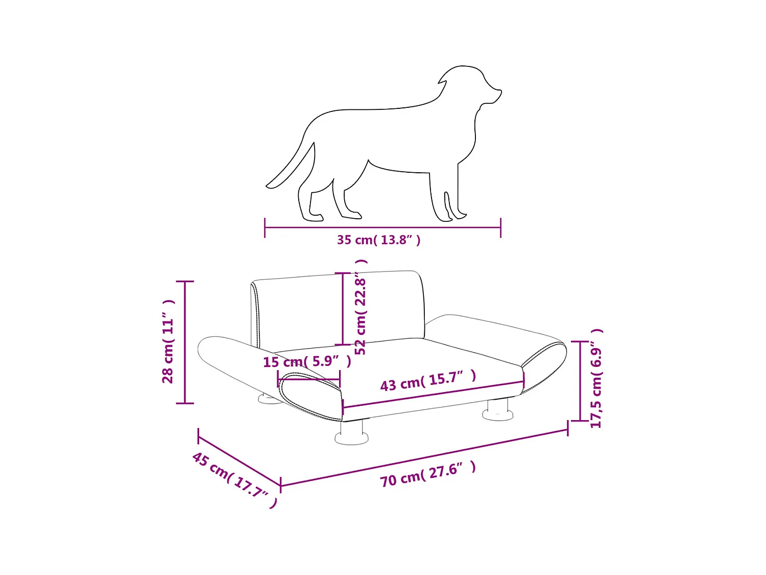 Sdr. Hygum  Lit pour cen marron 70x45x28 cm tissu