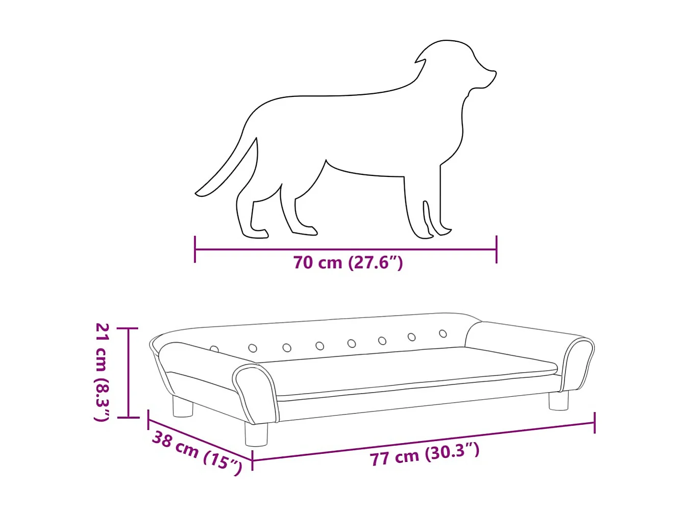 Angeren  Lit pour cen crème 100x50x21 cm velours
