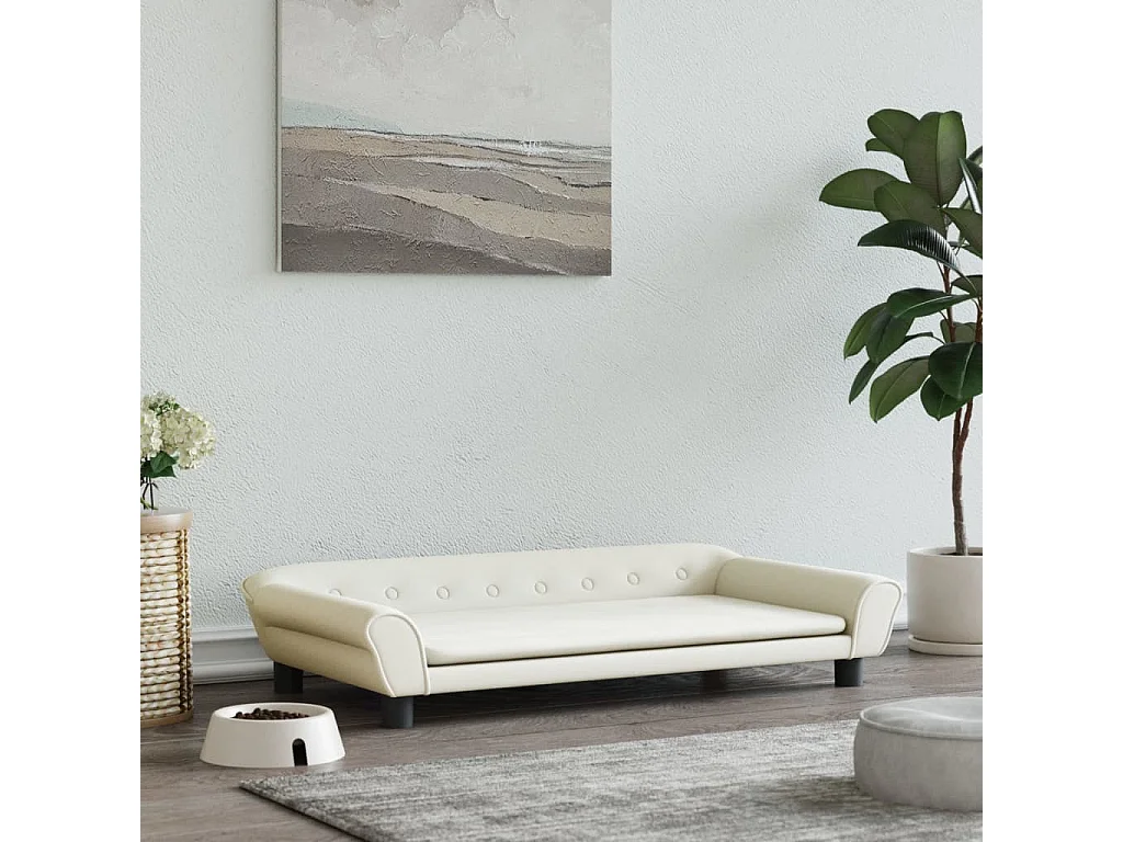 Angeren  Lit pour cen crème 100x50x21 cm velours