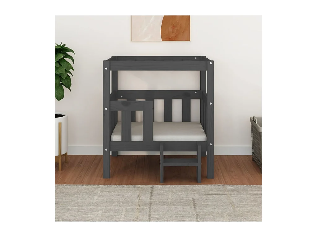 Varyn  Lit pour cen Gris 65,5x50,5x70 cm Bois de pin solide