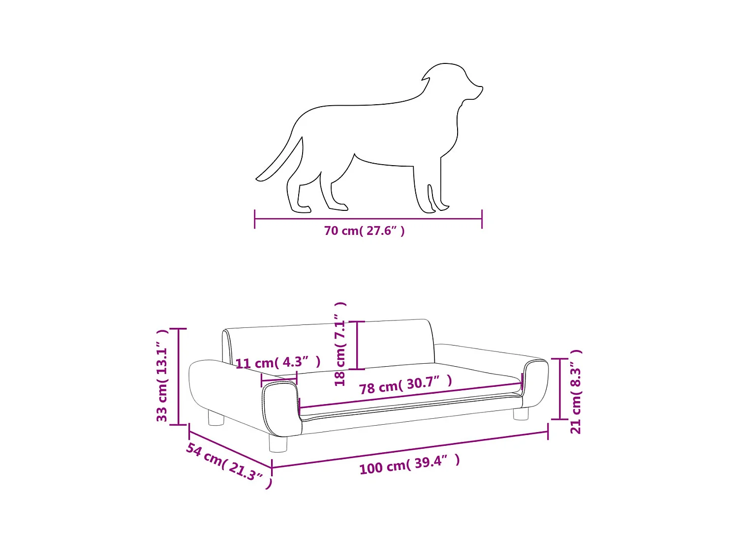 Fien  Lit pour cen gris foncé 100x54x33 cm velours