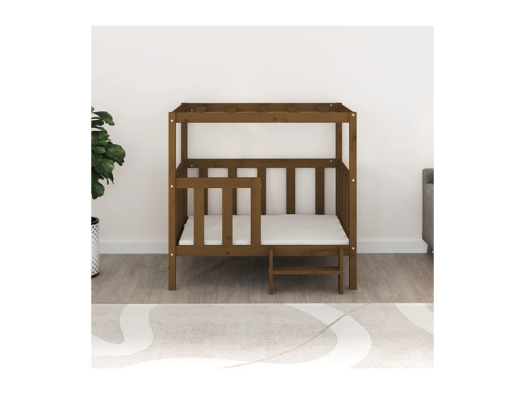 Varyn  Lit pour cen Marron miel 105,5x83,5x100 cm Bois de pin solide