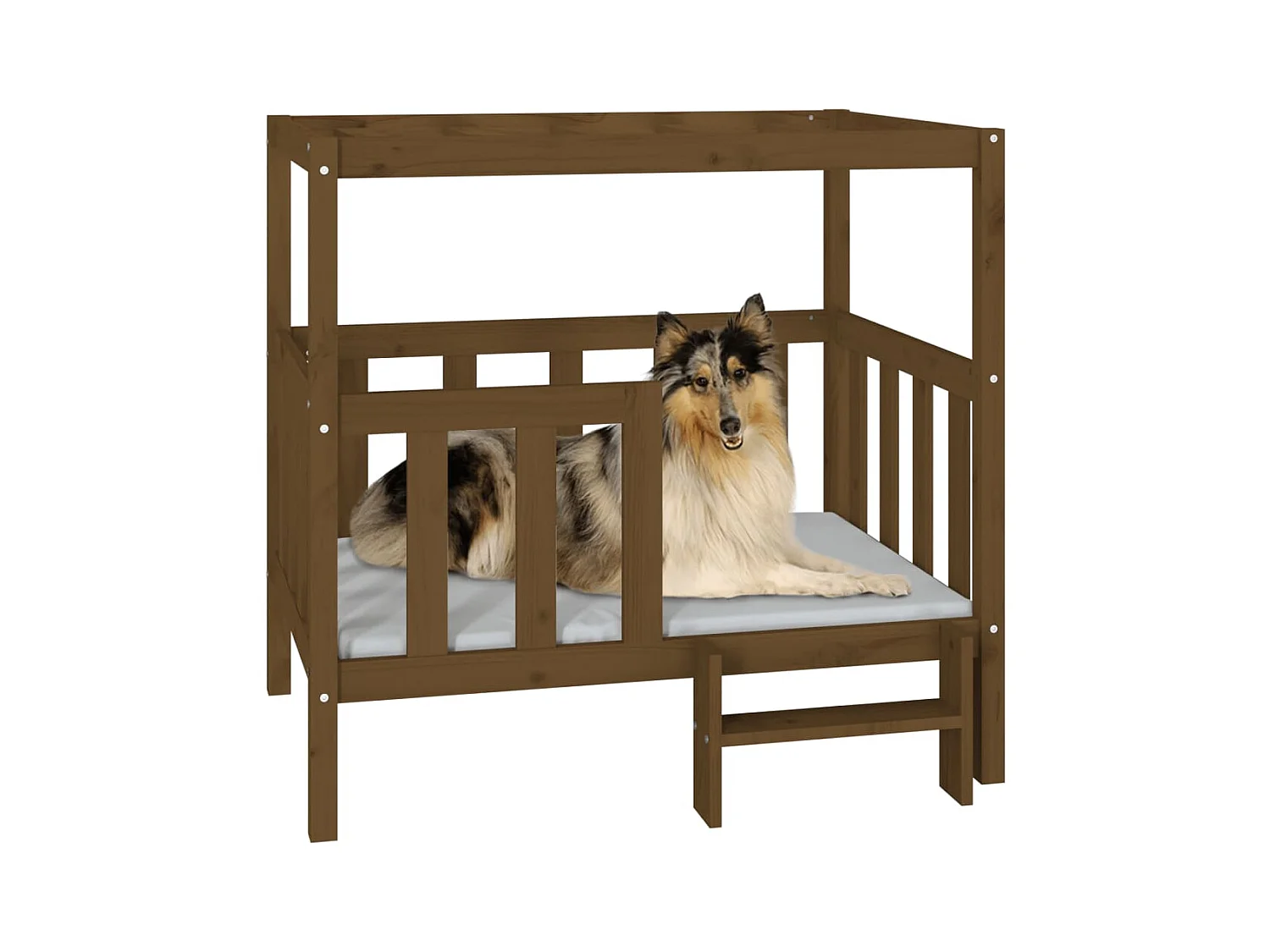 Varyn  Lit pour cen Marron miel 105,5x83,5x100 cm Bois de pin solide