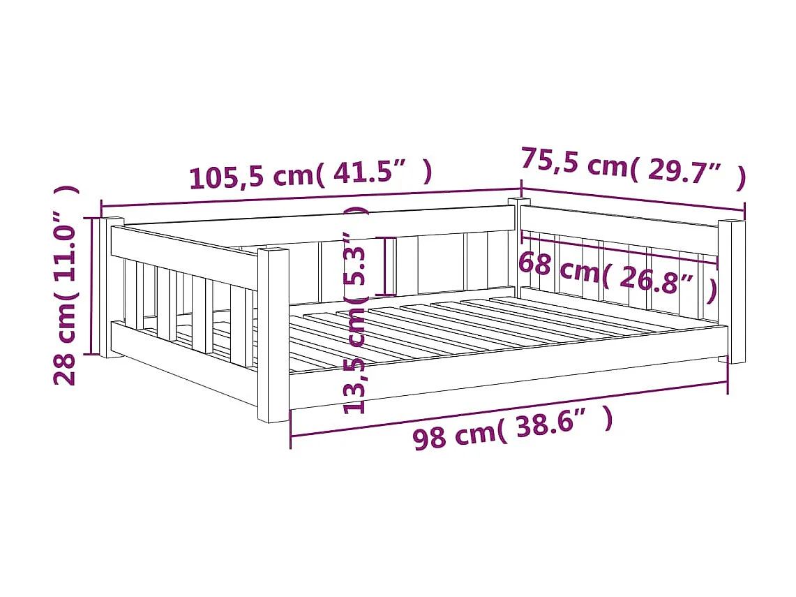Cherryfield  Lit pour cen 105,5x75,5x28 cm bois de pin solide