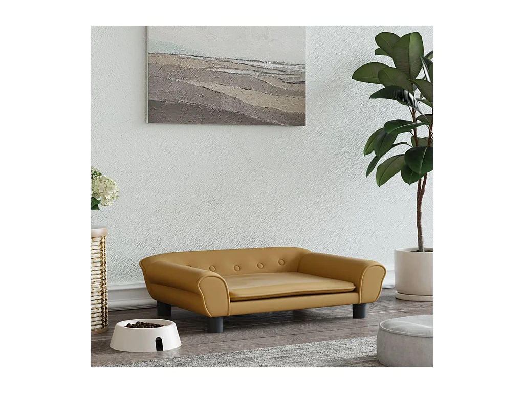 Angeren  Lit pour cen marron 70x48x22 cm velours