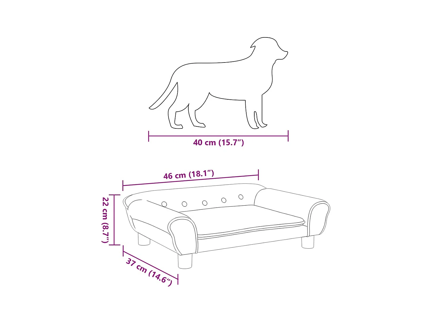 Angeren  Lit pour cen marron 70x48x22 cm velours