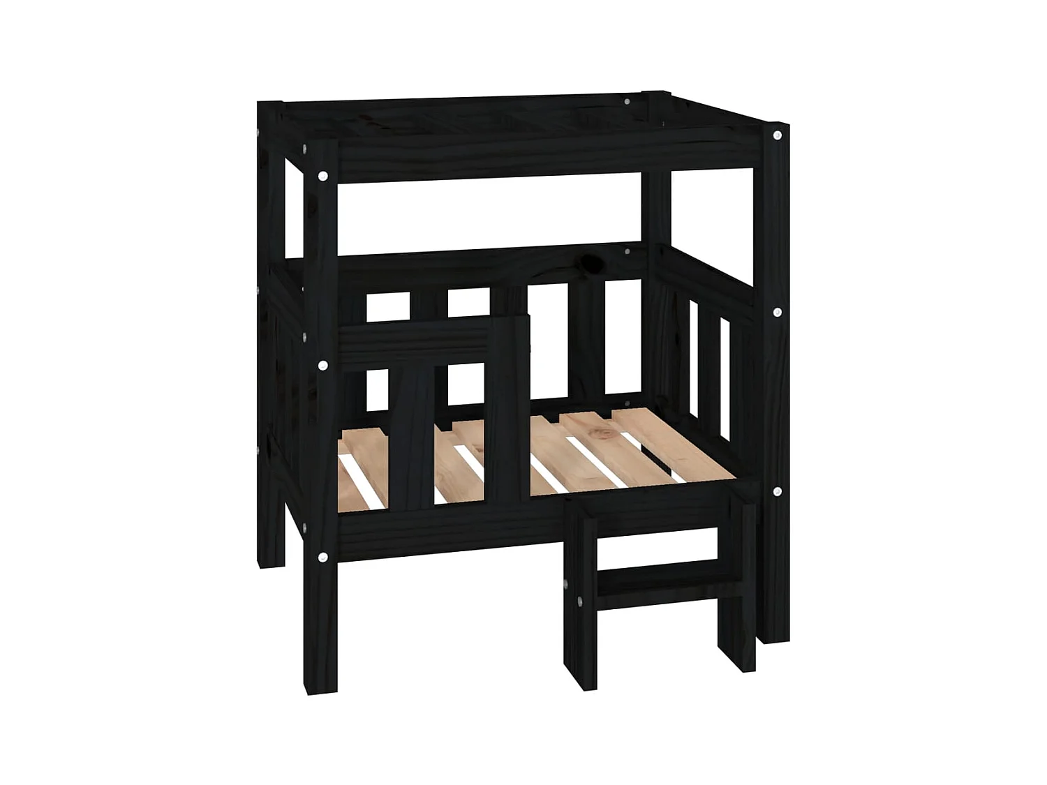 Varyn  Cama para perros madera maciza de pino negro 65,5x50,5x70 cm