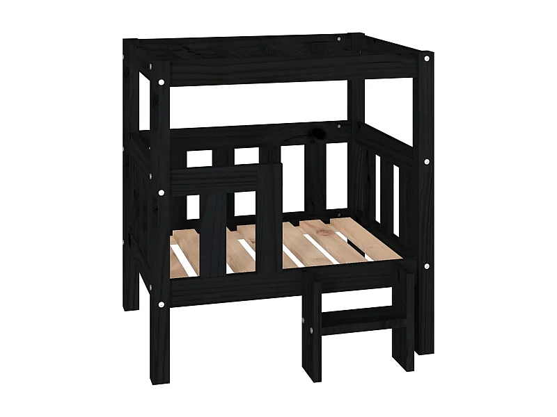 Varyn  Lit pour cen Noir 65,5x50,5x70 cm Bois de pin solide