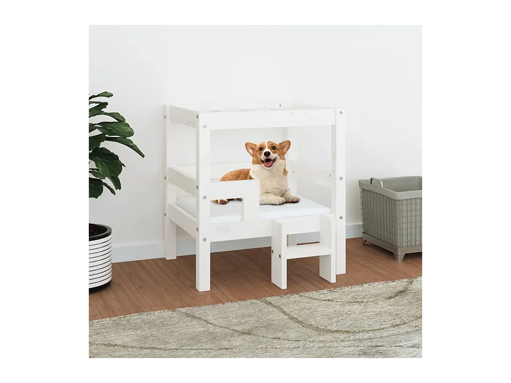 Varyn  Lit pour cen Blanc 55,5x53,5x60 cm Bois de pin solide