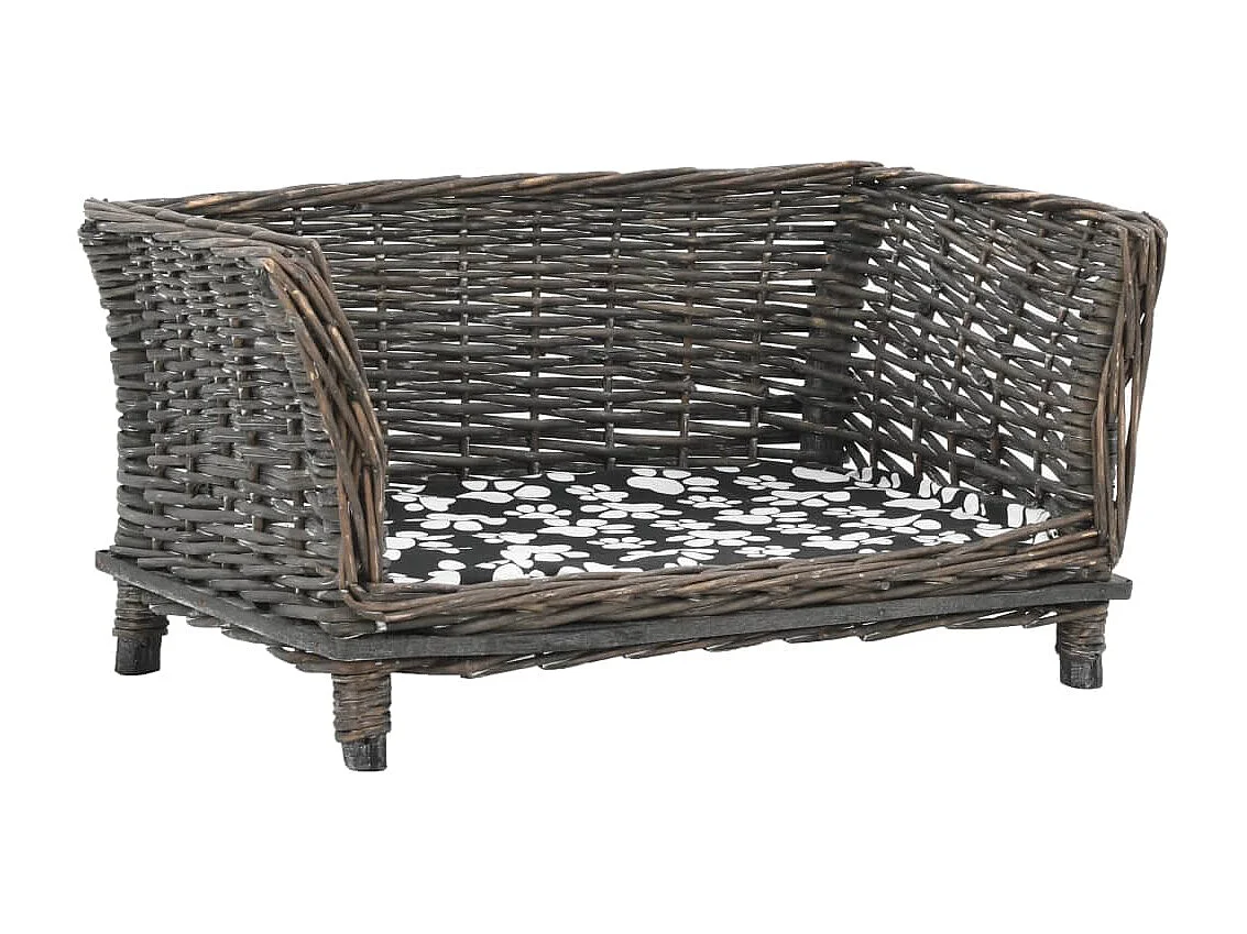 Louis-Léon  Panier pour cens avec coussin Gris 50x33x30 cm Saule l