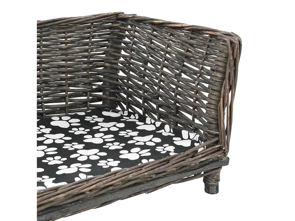 Louis-Léon  Panier pour cens avec coussin Gris 50x33x30 cm Saule l