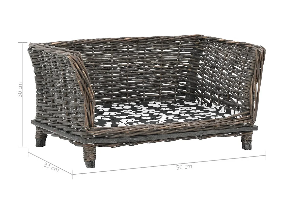 Louis-Léon  Panier pour cens avec coussin Gris 50x33x30 cm Saule l