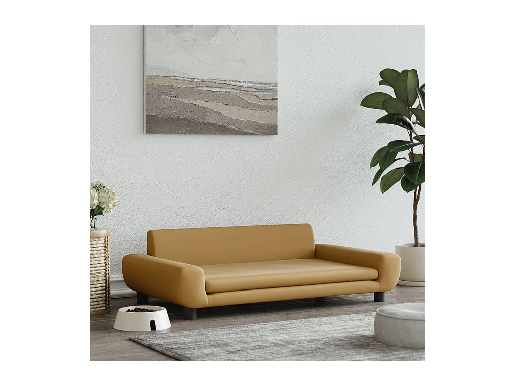 Fien  Lit pour cen marron 100x54x33 cm velours